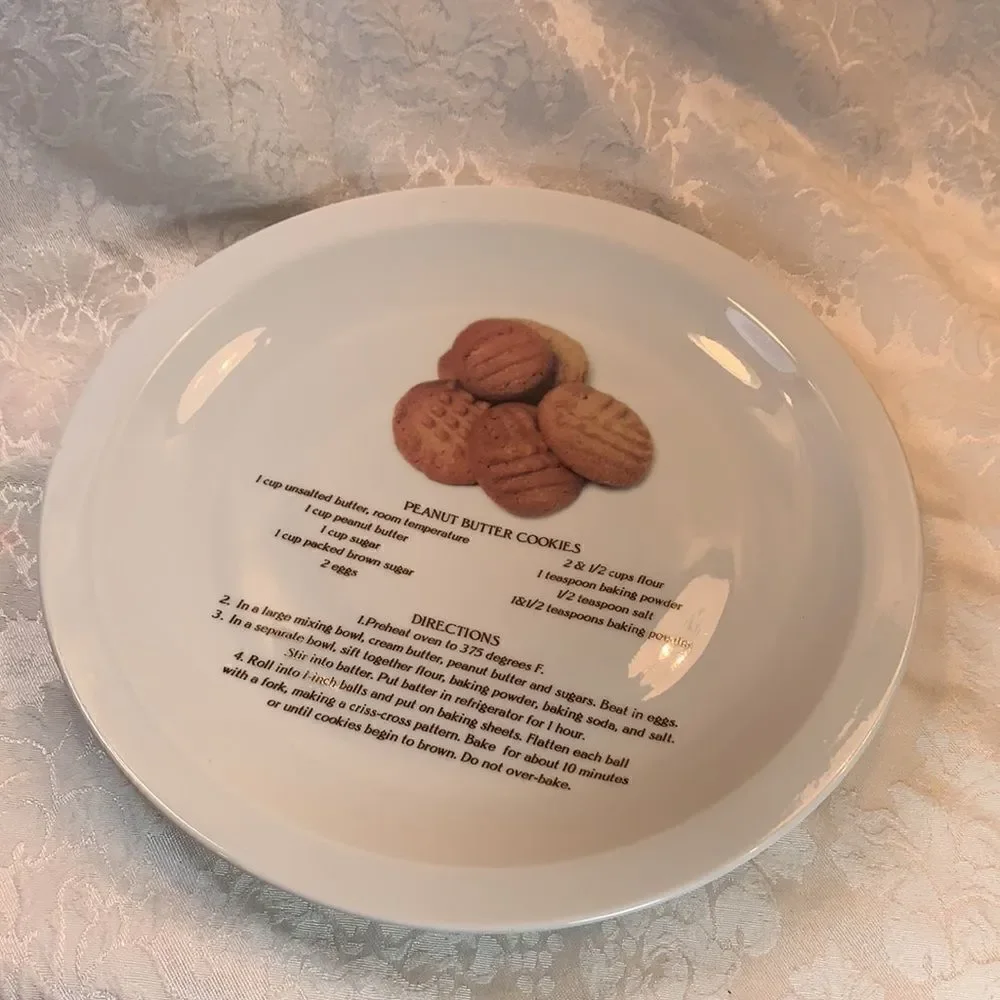 Peanut Butter Cookies Recipe Directions Decorator 10 1/2 Inches Round Plate Used
